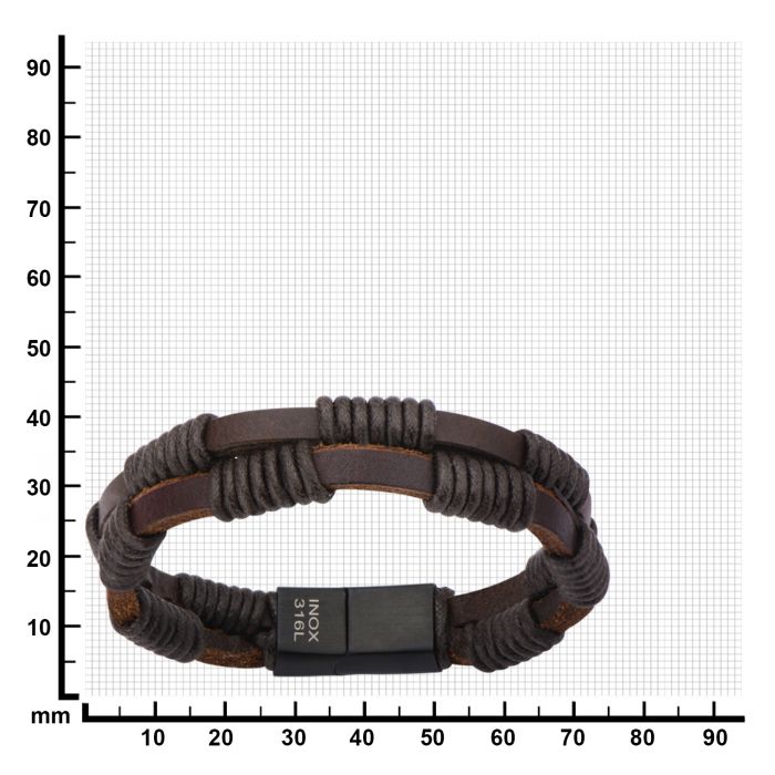 Double Brown Leather Bracelet with Rope