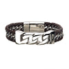 Load image into Gallery viewer, Steel Curb Chain with Braided Brown Leather Bracelet