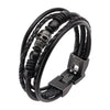Load image into Gallery viewer, Multi Black Leather &amp; Black Skull Beads Bracelet