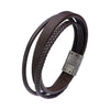 Load image into Gallery viewer, Brown Leather with Braided Layered Bracelet