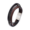 Load image into Gallery viewer, Brown and Black Leather in Brown Thread Layered Bracelet