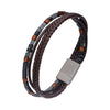 Load image into Gallery viewer, Brown Braided Leather and Stone Beads Layered Bracelet