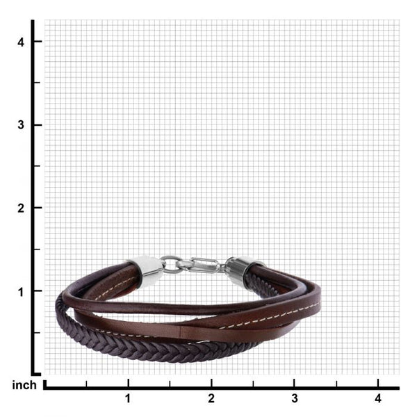 Brown Leather and Braided Layered Bracelet