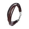 Load image into Gallery viewer, Brown Leather and Braided Layered Bracelet