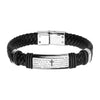 Load image into Gallery viewer, Black Braided Leather with Lord&#39;s Prayer ID Steel Bracelet
