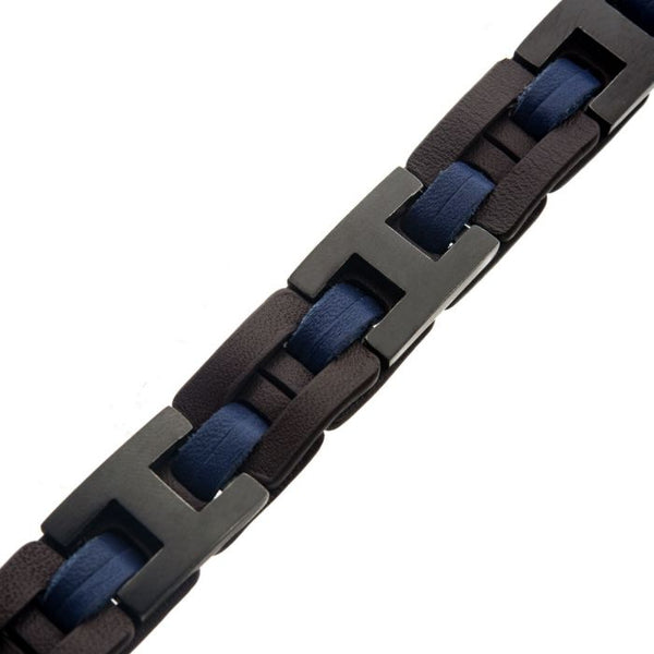 Blue, Brown & Black Leather Bracelet