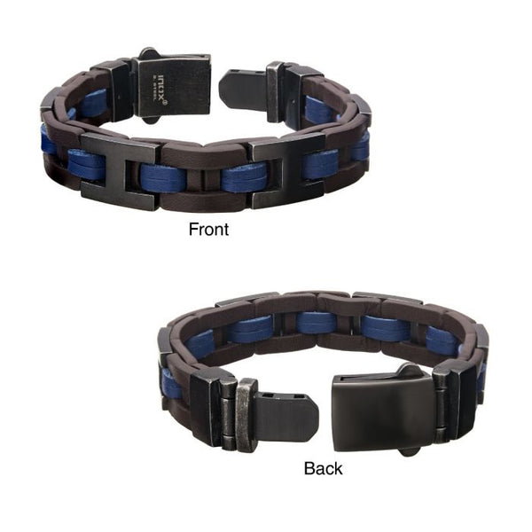 Blue, Brown & Black Leather Bracelet