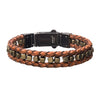 Load image into Gallery viewer, Brown Braided Leather with Gold Hematite Bead Bracelet