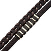 Load image into Gallery viewer, Brown Leather with Black &amp; Rose Gold Bar Bracelet