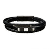 Load image into Gallery viewer, Black Leather with Black &amp; Steel Bar Bracelet