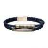 Load image into Gallery viewer, Blue Leather with Stainless Steel Bar Bracelet