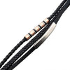 Load image into Gallery viewer, Black Leather with Rose Gold and Steel Bar Bracelet