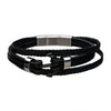 Load image into Gallery viewer, Black Leather with Steel Stoppers Bracelet