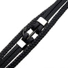 Load image into Gallery viewer, Black Leather with Steel Stoppers Bracelet