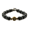 Load image into Gallery viewer, Brown and Black Beads in Cross and Skull Bracelet with Lobster Clasp