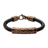 Load image into Gallery viewer, Black Leather with Cappuccino IP Hammered Beads Bracelet