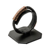 Load image into Gallery viewer, Black Leather with Cappuccino IP Hammered Beads Bracelet