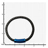 Load image into Gallery viewer, Black Leather Bracelet with Blue Plated Patterned Magnetic Center Buckle