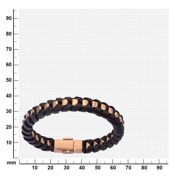 Rose Gold Plated Matte Finished with Black Leather Thread Bracelet