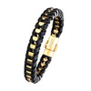 Load image into Gallery viewer, Black Leather with Gold Plated Bracelet