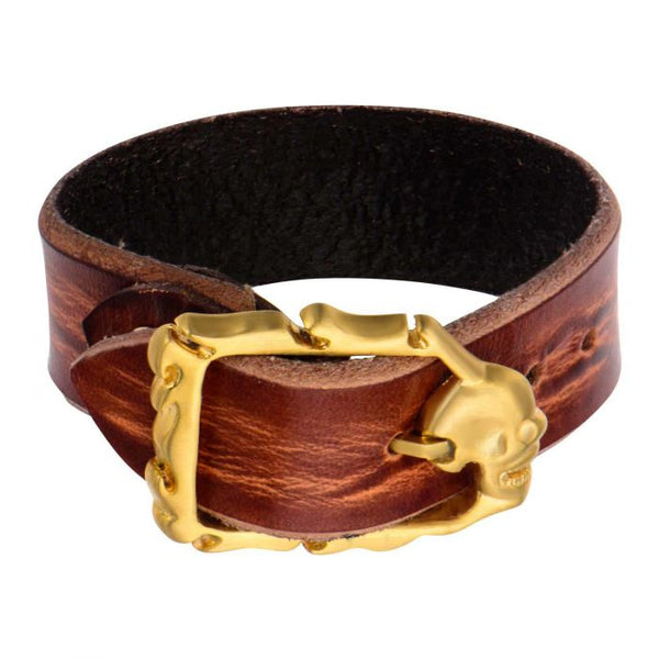 Brown Distressed Leather Bracelet