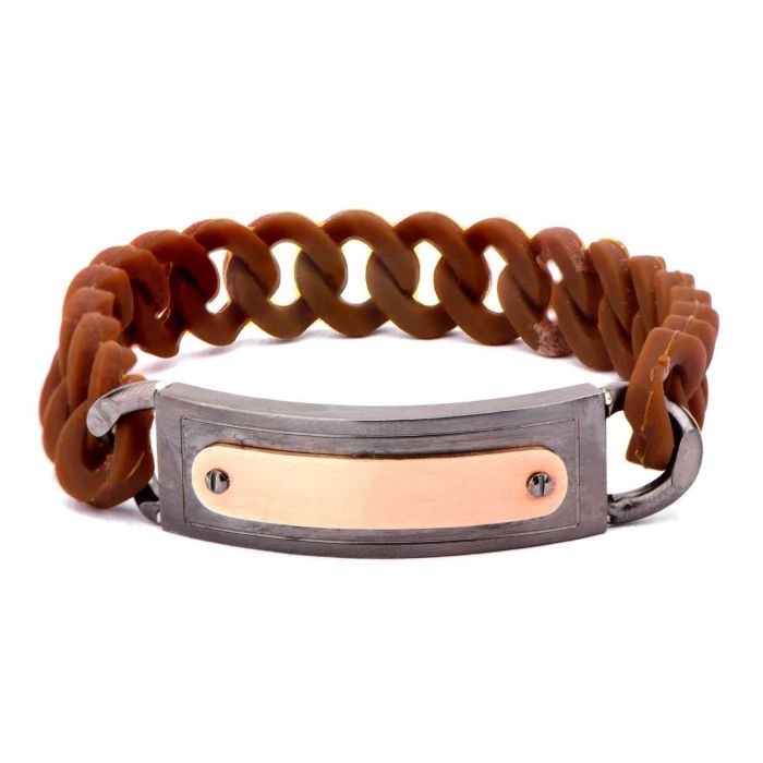 Brown Silicone Curb Bracelet (13mm)