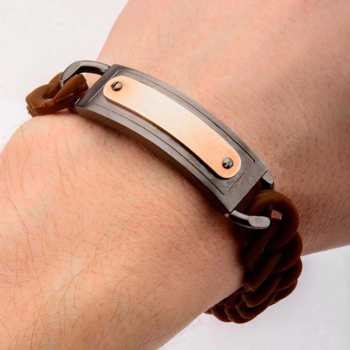 Brown Silicone Curb Bracelet (13mm)
