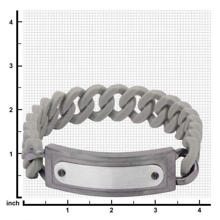 Grey Silicone Curb ID Bracelet (13mm)