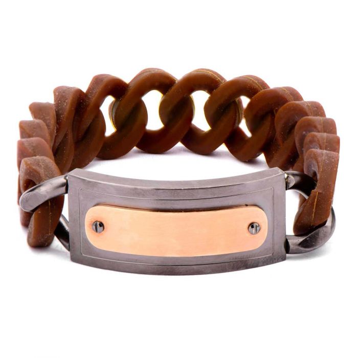 Brown Silicone Curb Bracelet (19mm)