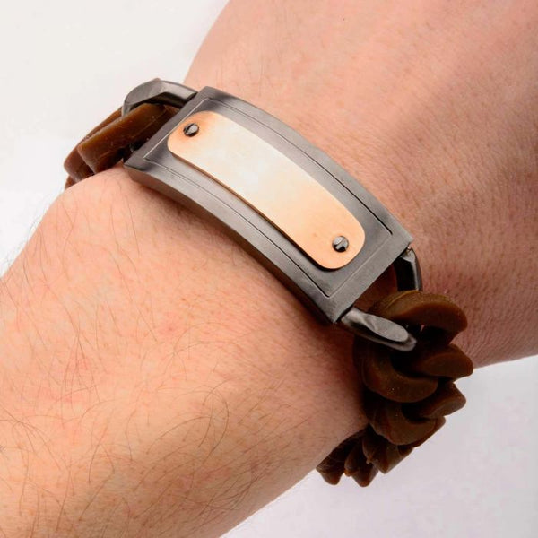Brown Silicone Curb Bracelet (19mm)