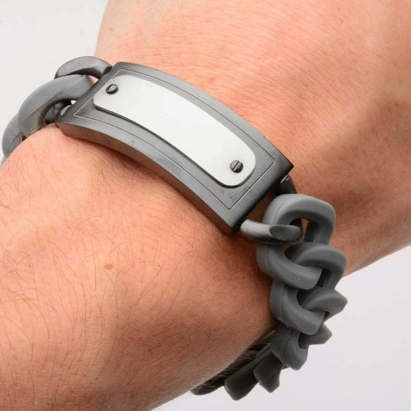 Grey Silicone Curb ID Bracelet (19mm)