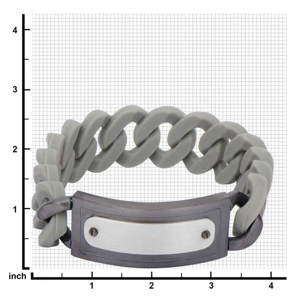 Grey Silicone Curb ID Bracelet (19mm)