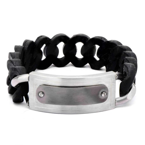 Black Silicone Curb Bracelet (19mm)