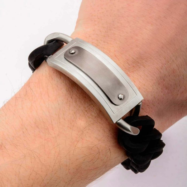 Black Silicone Curb Bracelet (19mm)