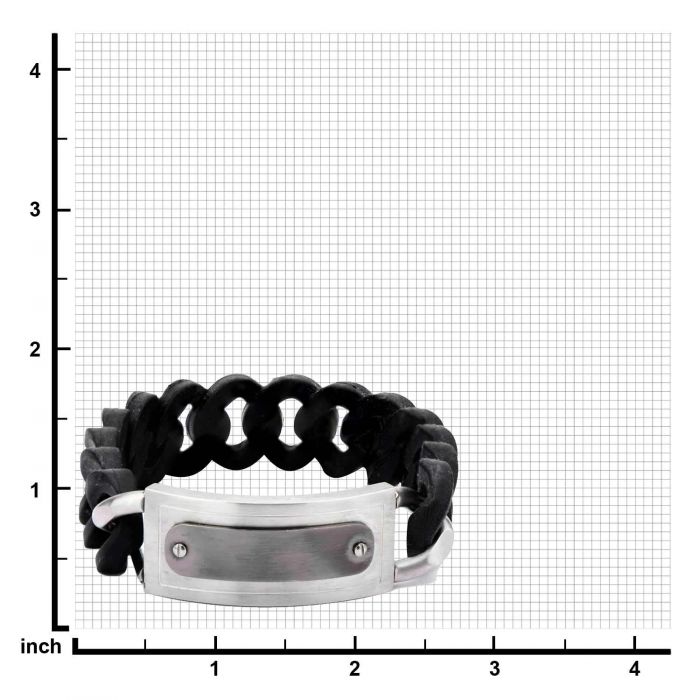 Black Silicone Curb Bracelet (19mm)