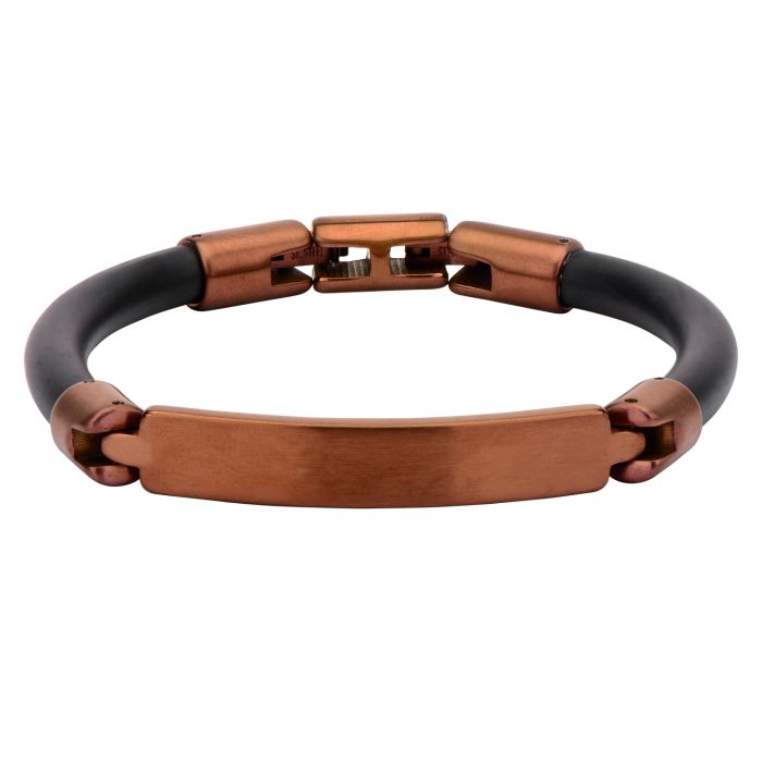 Matte Finished Brown Bar ID Rubber Engravable Bracelet