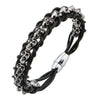 Load image into Gallery viewer, Black Leather Thread with Center Steel Skull Beads Bracelet