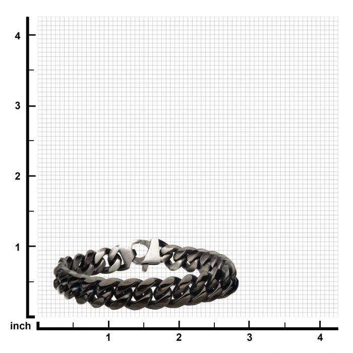 Matte Steel & Black Plated Reversible Big Curb Chain Colossi Bracelet