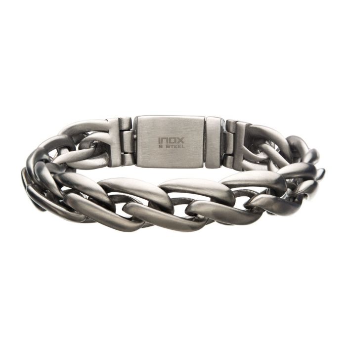 Matte Stainless Steel Double Wheat Chain Bracelet