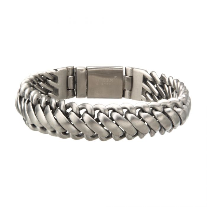 Matte Stainless Steel Big Double Chain Bracelet