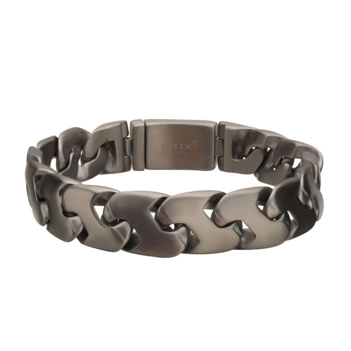 Matte Steel and Gun Metal Plated Big Double Chain Colossi ZLink Bracelet