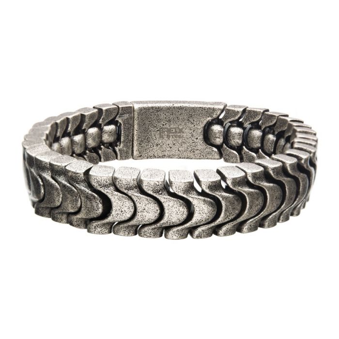 Antiqued Stainless Steel Armor Link Bracelet