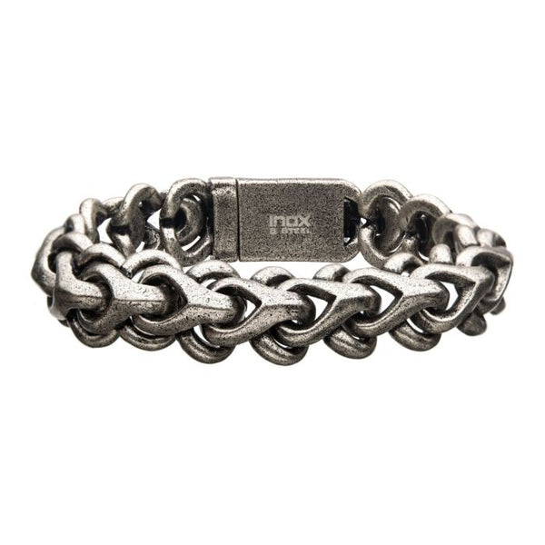 Antiqued Stainless Steel Chain Mail Bracelet