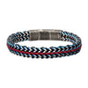 Load image into Gallery viewer, Allegiance Stainless Steel Bracelets with Red Wax Cord binding 2 Blue Antique Brushed Foxtail Links