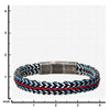 Load image into Gallery viewer, Allegiance Stainless Steel Bracelets with Red Wax Cord binding 2 Blue Antique Brushed Foxtail Links