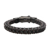 Load image into Gallery viewer, Brown Leather Binding Steel Matte Black Chain Bracelet