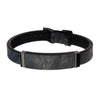Load image into Gallery viewer, Black Leather and Solid Carbon Graphite Bracelet with Belt Buckle Clasp