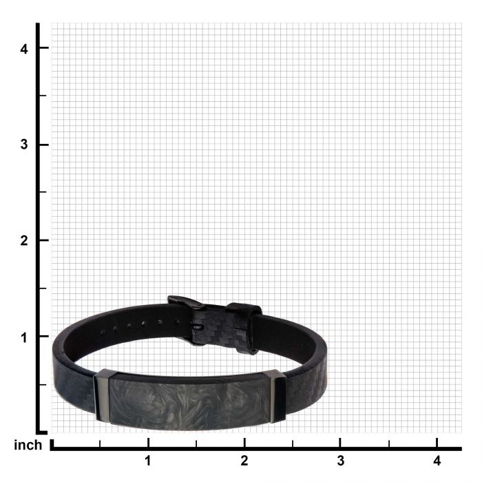 Black Leather and Solid Carbon Graphite Bracelet with Belt Buckle Clasp