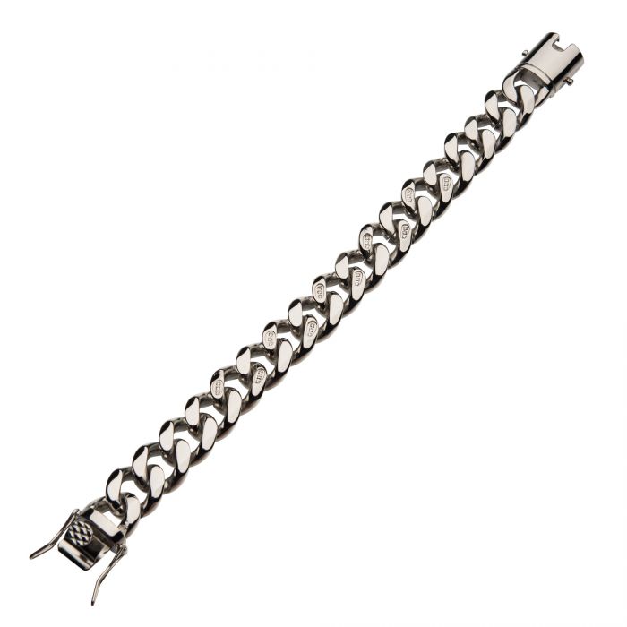 Stainless Steel with 30pcs Diamond Chunky Curb Chain Miami Cuban Bracelet