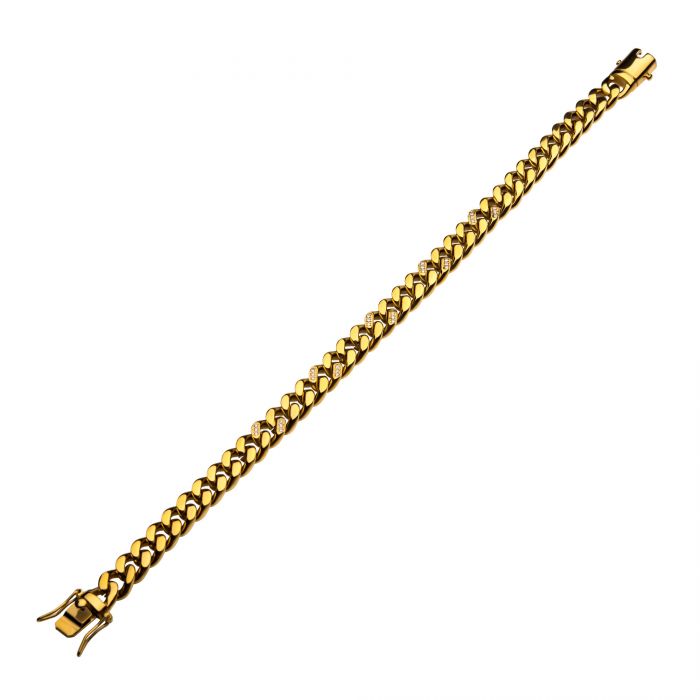 18K Gold Plated with 30pcs Diamond Curb Chain Miami Cuban Bracelet